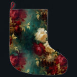 Meia De Natal Grande Flores Verdes Brancas Vermelhas<br><div class="desc">Flores Verdes Brancas Vermelhas</div>