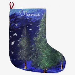 Meia De Natal Grande Floresta de inverno personalizada de estoque de na