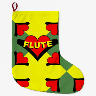 Meia De Natal Grande Flute Over Heart