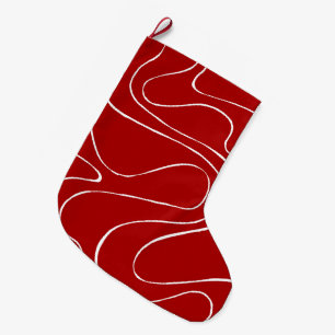 Meia De Natal Grande Fluxo e refluxo 2 em vermelho e branco