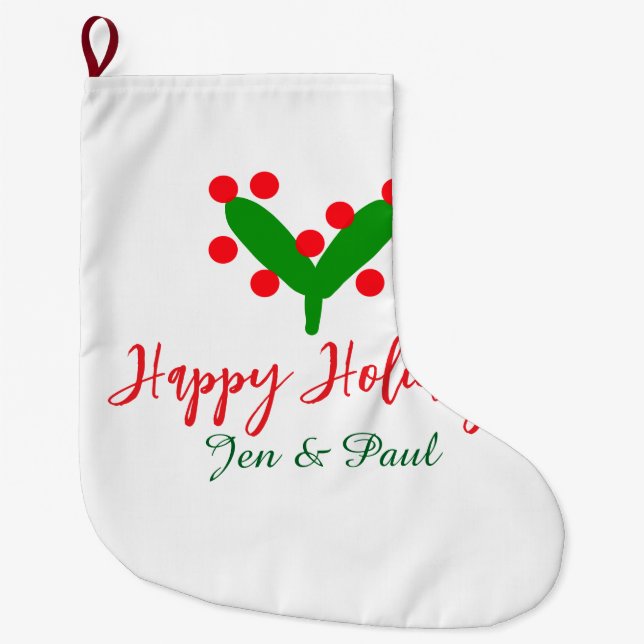 Meia De Natal Grande Folha verde casal verde (Frente)