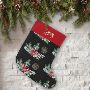 Meia De Natal Grande Folhagem de Aquarela Na moda Personalizada Verde N