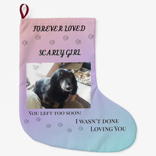 Meia De Natal Grande Forever Loved Holiday Pawprints Tribute (Frente)