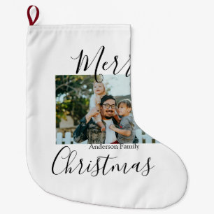 Meia De Natal Grande Foto da família Feliz Natal, moderna e elegante ru
