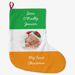 Meia De Natal Grande Foto de Natal personalizada do Patrimônio Irlandês