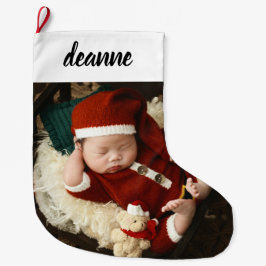 Meia De Natal Grande Foto do Primeiro Natal 1 do Simple Cute Baby