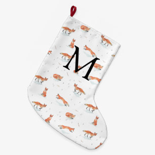 Meia De Natal Grande Fox personalizado do inverno