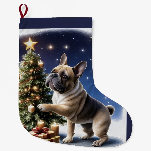 Meia De Natal Grande Französische Bulldogge Weihnachtsbaum Bulldog (Frente)