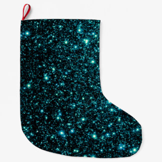 Meia De Natal Grande Fundo da Glitter - Teal