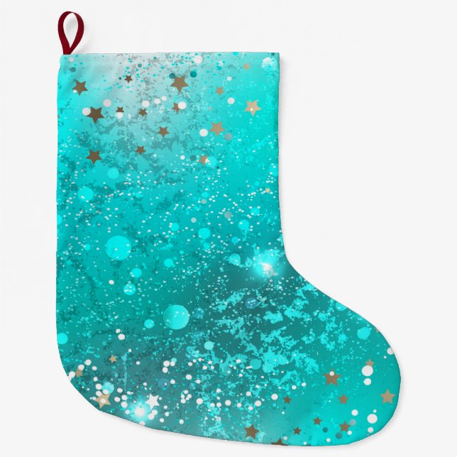 Meia De Natal Grande Fundo do Mint Turquoise Foil (Frente)