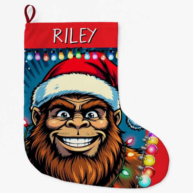 Meia De Natal Grande Funny Christmas Bigfoot Personalized (Frente)
