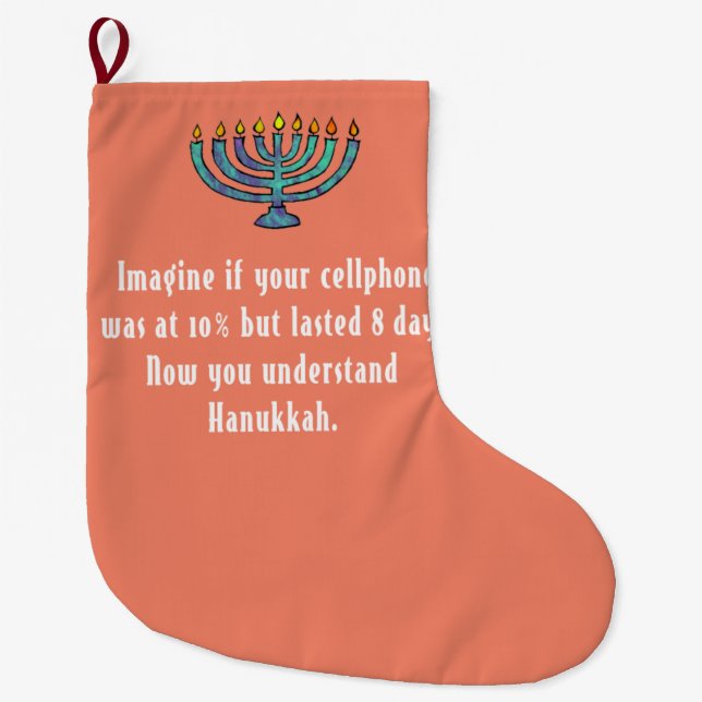 Meia De Natal Grande Funny Sarcastic Hanukkah Chanukah Cellphone Quote (Frente)