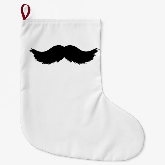 Meia De Natal Grande Furry Black Mustache (Frente)