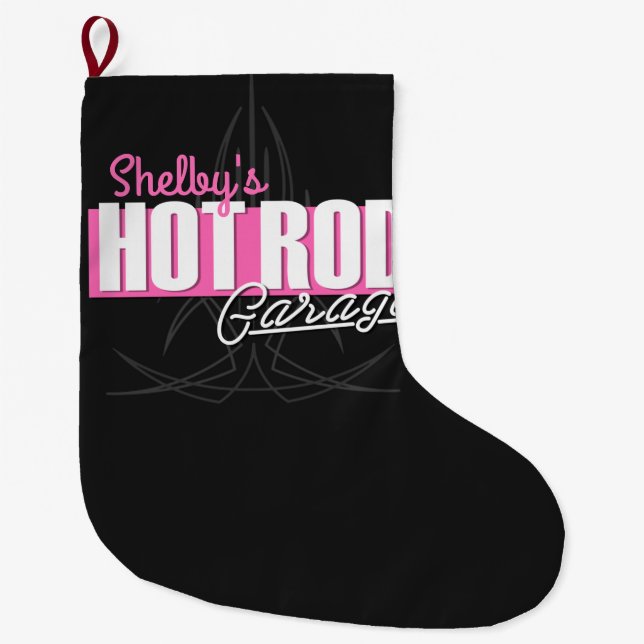 Meia De Natal Grande Garagem de Rod Quente Pinstripes (Frente)