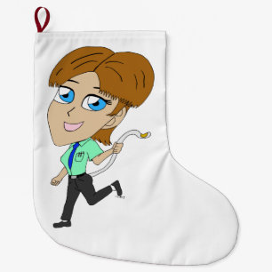 Meia De Natal Grande garota chibi com cauda