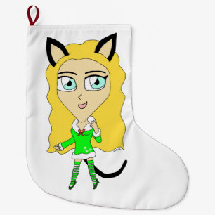 Meia De Natal Grande Garota de chibi de Natal