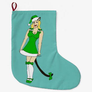 Meia De Natal Grande Garota de Natal Verde