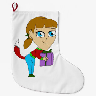 Meia De Natal Grande garota foxi chibi