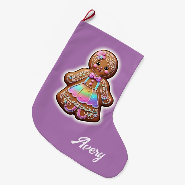 Meia De Natal Grande Garota Gingerpão (Frente (Pendurada))