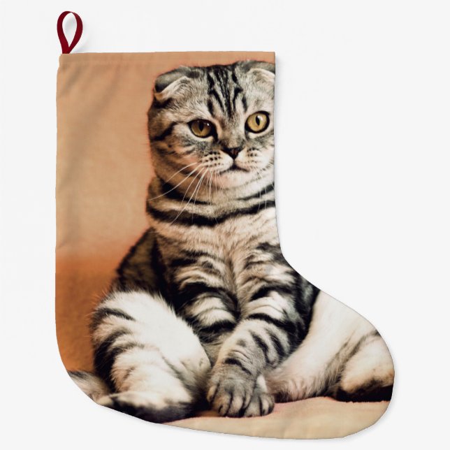 Meia De Natal Grande Gatinho Bonito Desenterrado (Frente)