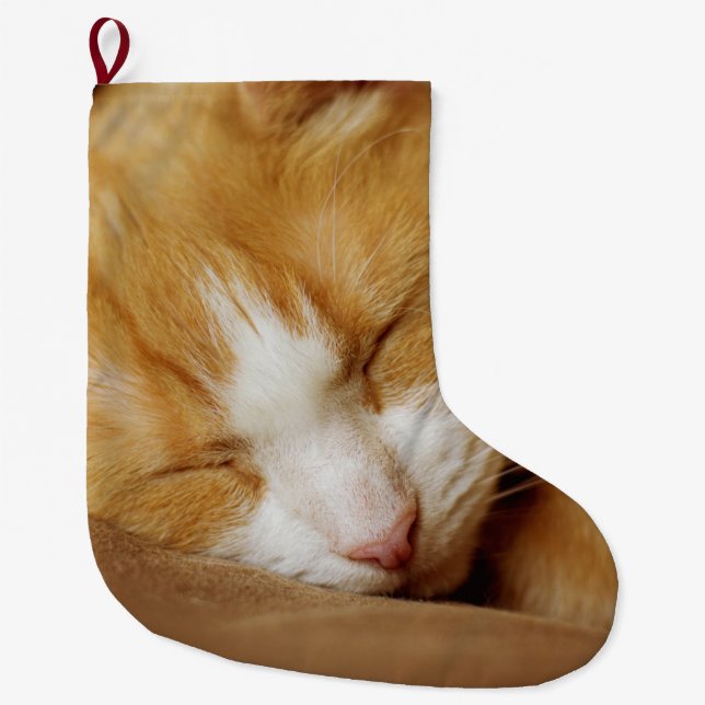 Meia De Natal Grande Gatinho Dormindo (Frente)