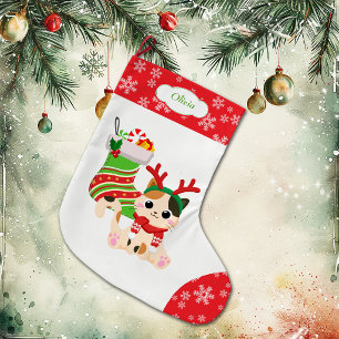 Meia De Natal Grande Gatinho Rena Kawaii Fofo