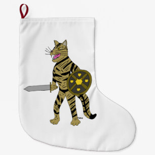 Meia De Natal Grande Gato Guerreiro