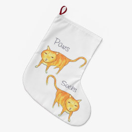 Meia De Natal Grande Gato Laranja Apático Fofo