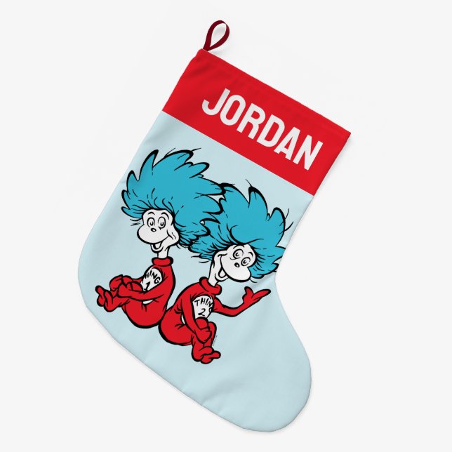 Meia De Natal Grande Gato no Chapéu Uma Coisa e Duas Coisas (Frente (Pendurada))