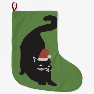 Meia De Natal Grande Gato preto