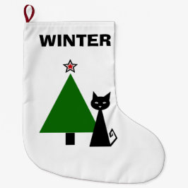 Meia De Natal Grande Gato Preto Personalizado