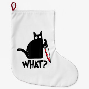 Meia De Natal Grande Gato Que_ Engraçado Gato Preto