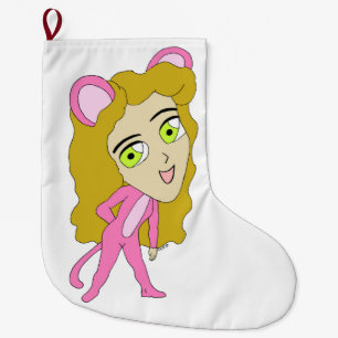 Meia De Natal Grande gato rosa