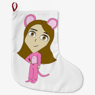 Meia De Natal Grande gato rosa
