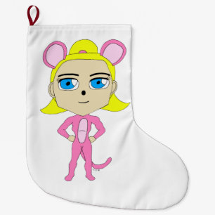 Meia De Natal Grande gato rosa