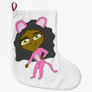 Meia De Natal Grande gato rosa