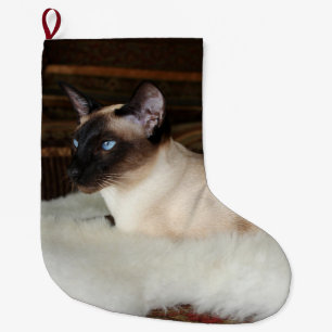 Meia De Natal Grande Gato Siamese elegante