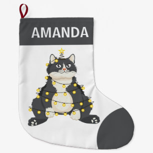 Meia De Natal Grande Gato Smoking de Natal Trocadilho para Amante de An