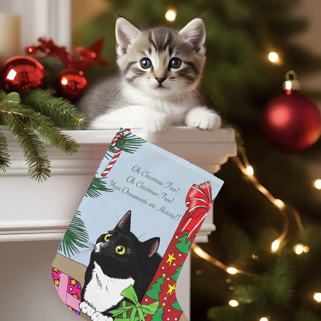 Meia De Natal Grande Gato Tuxedo de Árvore de Natal (Criador carregado)