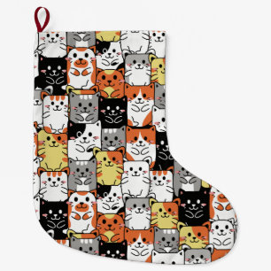 Meia De Natal Grande Gatos