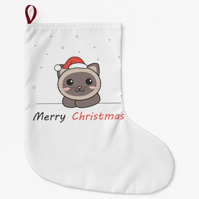 Meia De Natal Grande Gatos De Noite De Natal (Frente)