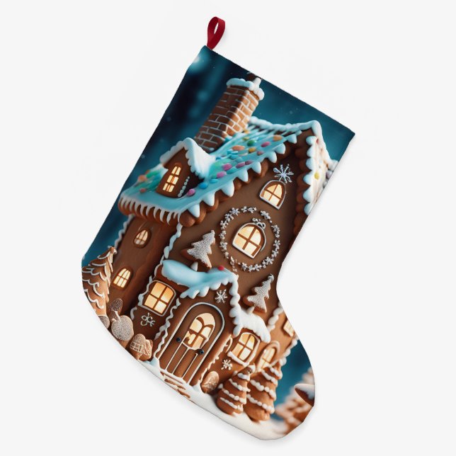 Meia De Natal Grande Gingercake House (Frente (Pendurada))