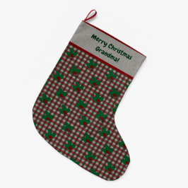 Meia De Natal Grande Gingham Natal 1940 - Personalizado