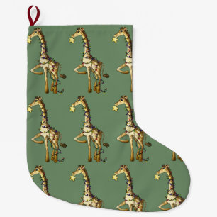 Meia De Natal Grande Girafa brilhante