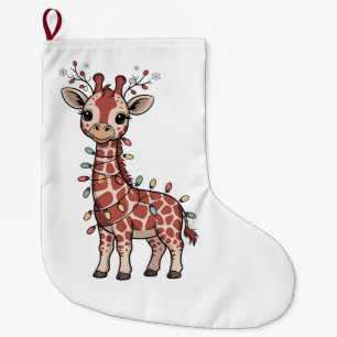 Meia De Natal Grande Girafa Envolta em Luzes de Natal Amantes de Animai