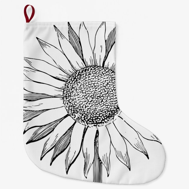 Meia De Natal Grande Girassol Ilustrado (Frente)