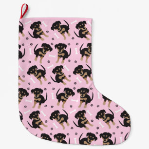 Meia De Natal Grande Girly Puppy Pink
