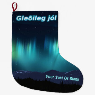 Meia De Natal Grande Gleðileg jól - Aurora Borealis