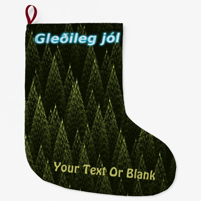 Meia De Natal Grande Gleðileg Jól - Coníferas (Frente)