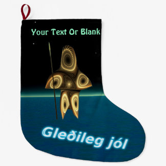 Meia De Natal Grande Gleðileg jól - Fractal Inuit Hunter